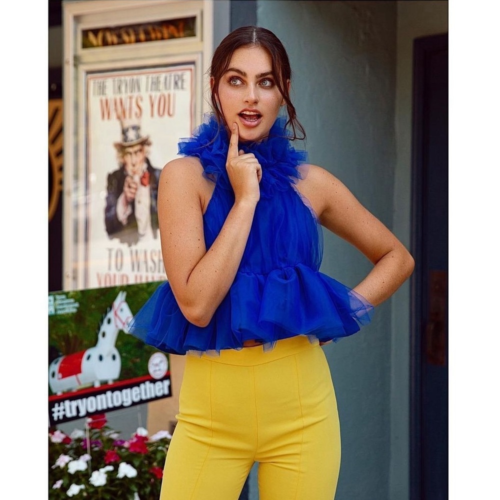 Zara Blue Tulle Top